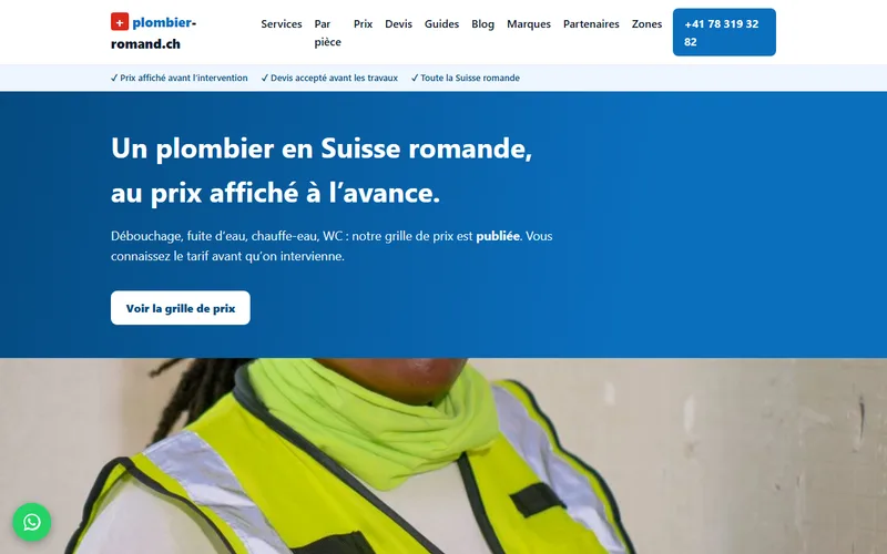 Aperçu du site Plombier Romand
